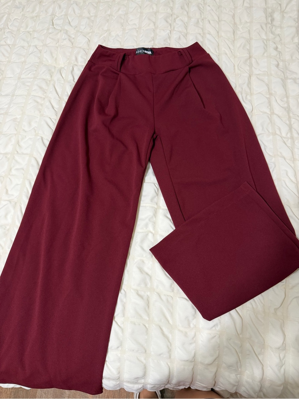 Fashion Nova Wine Red Wide-Leg Women's Pants